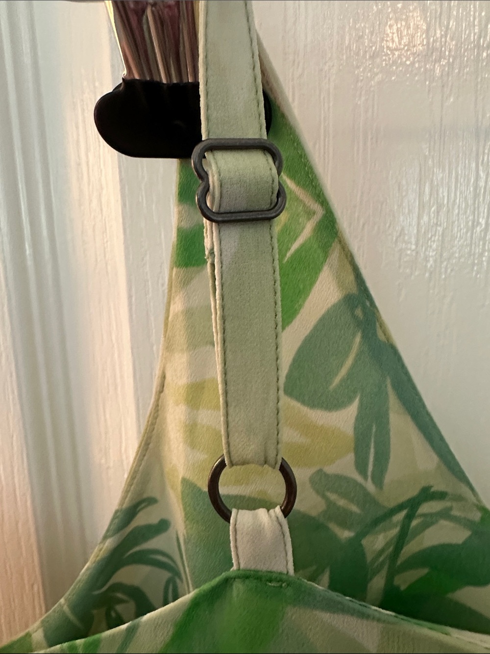 Cabi Castaway Tropical Palm Leaf Print Sleeveless Mini Dress Ruffle Hem - Size M - Picture 3 of 13